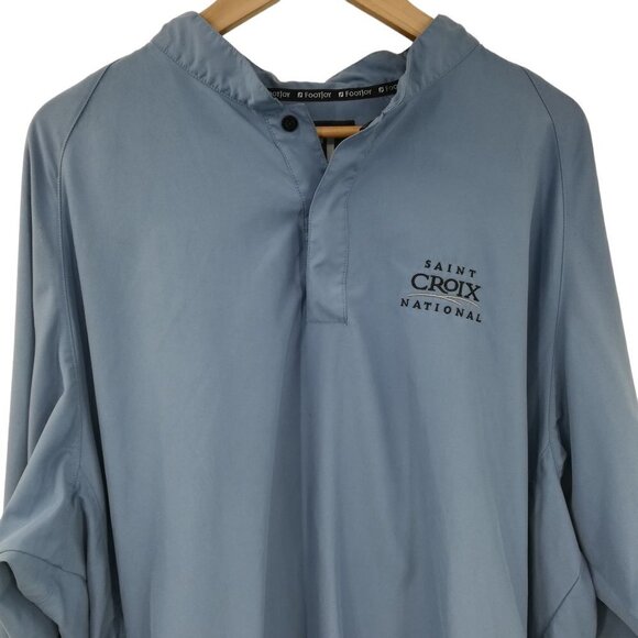 FootJoy Pullover Blue Windbreaker Jacket Size L Saint Croix National Golf Pocket - Picture 6 of 13